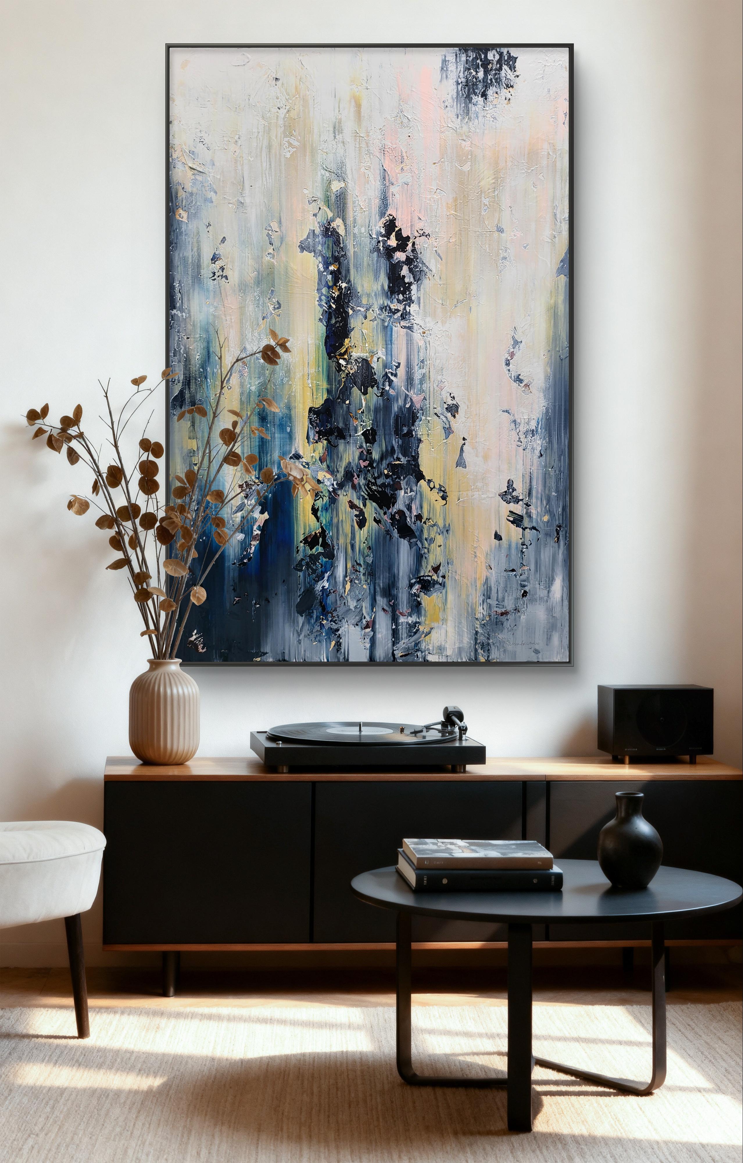 With this piece, I poured raw emotion into flowing acrylics, blending soft pastels with deep, intense hues. The textured layers express a dance between chaos and calm, inviting you to explore your inner depths. It brings a dynamic, contemplative