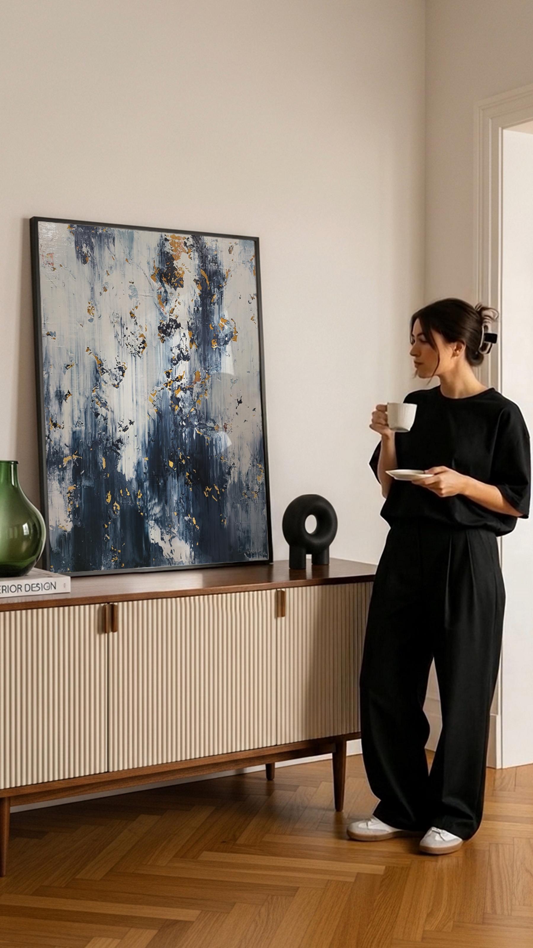 Abstract 2574 - Gray Interior Painting by Alex Senchenko