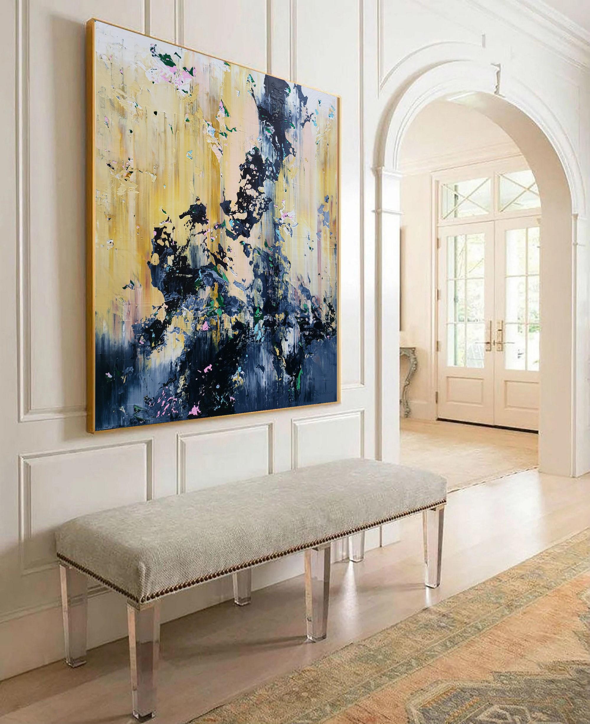 Abstract 2575 - Beige Landscape Painting by Alex Senchenko