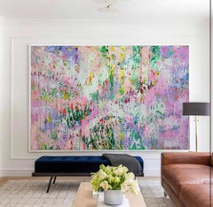 Abstract R 2414 - Grande peinture abstraite colorée et empâtée sur toile