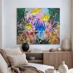 Rêves grandissant dans la lumière : Peinture acrylique abstraite à l'empâtement, 120x100cm