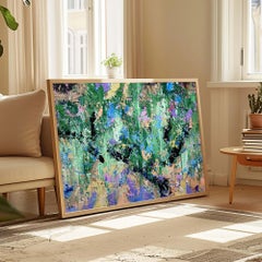 Emerald Downpour . Abstract Painting, Acrylic on Canvas, 150x100cm, New