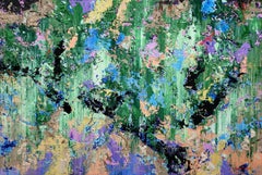 L
averse d
émeraude . Peinture abstraite, acrylique sur toile, 150x100cm, New