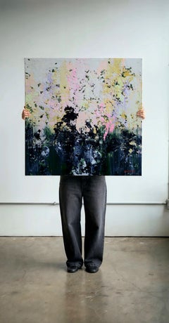 Emergence - Quadro astratto di grandi dimensioni, pronto da appendere, su tela, 100x100cm