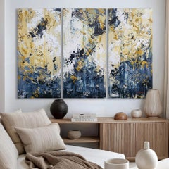 Golden Descent - Abstract Triptych, Acrylic on Canvas, 100x150cm