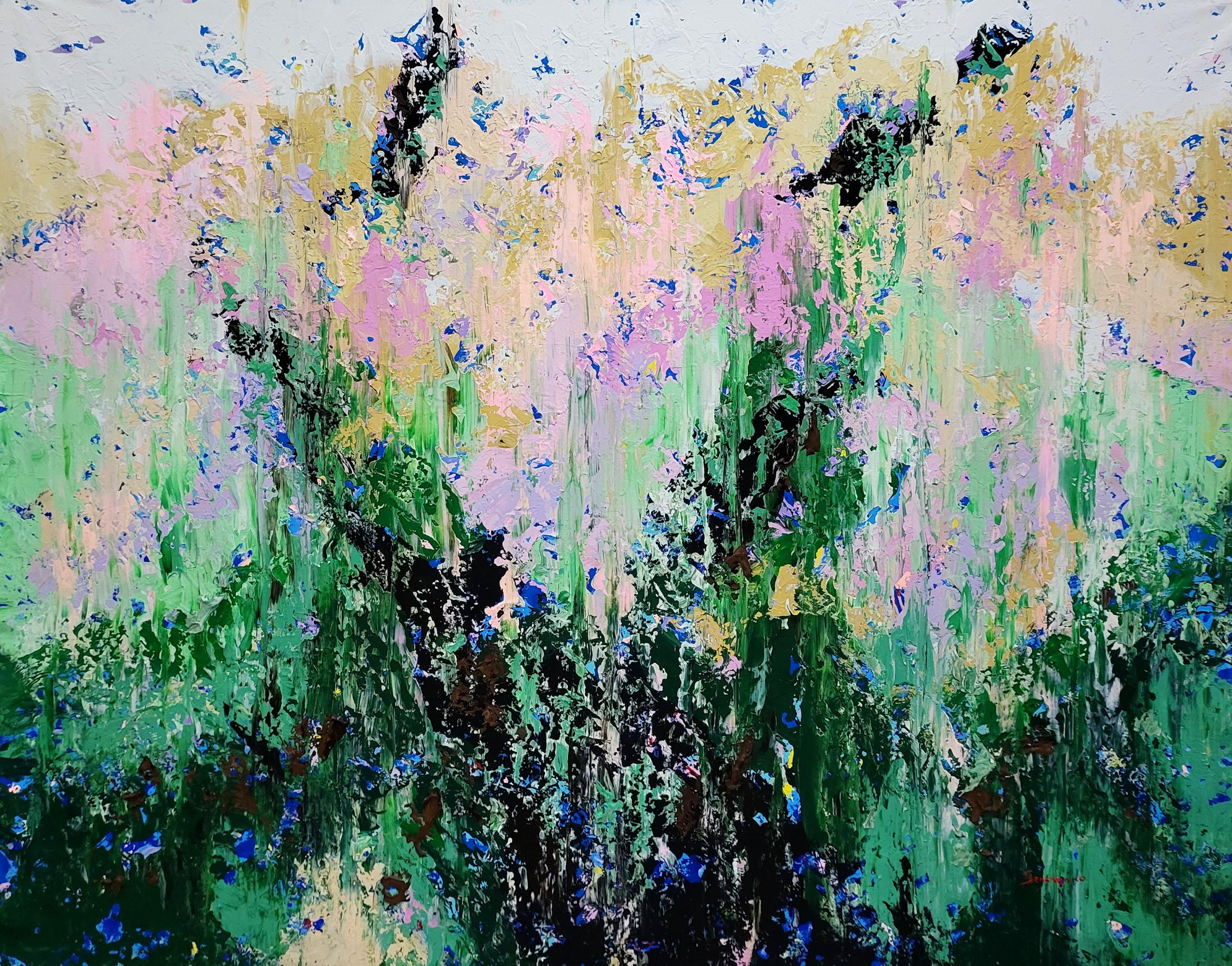 Green Depth - Large Abstract Acrylic Painting on Canvas: 200x150cm.