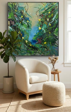 Nature's Pathway - Abstract landscape Painting, Acrylic on Canvas, 130x130 cm