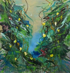 Nature's Pathway - Abstract landscape Painting, Acrylic on Canvas, 130x130 cm