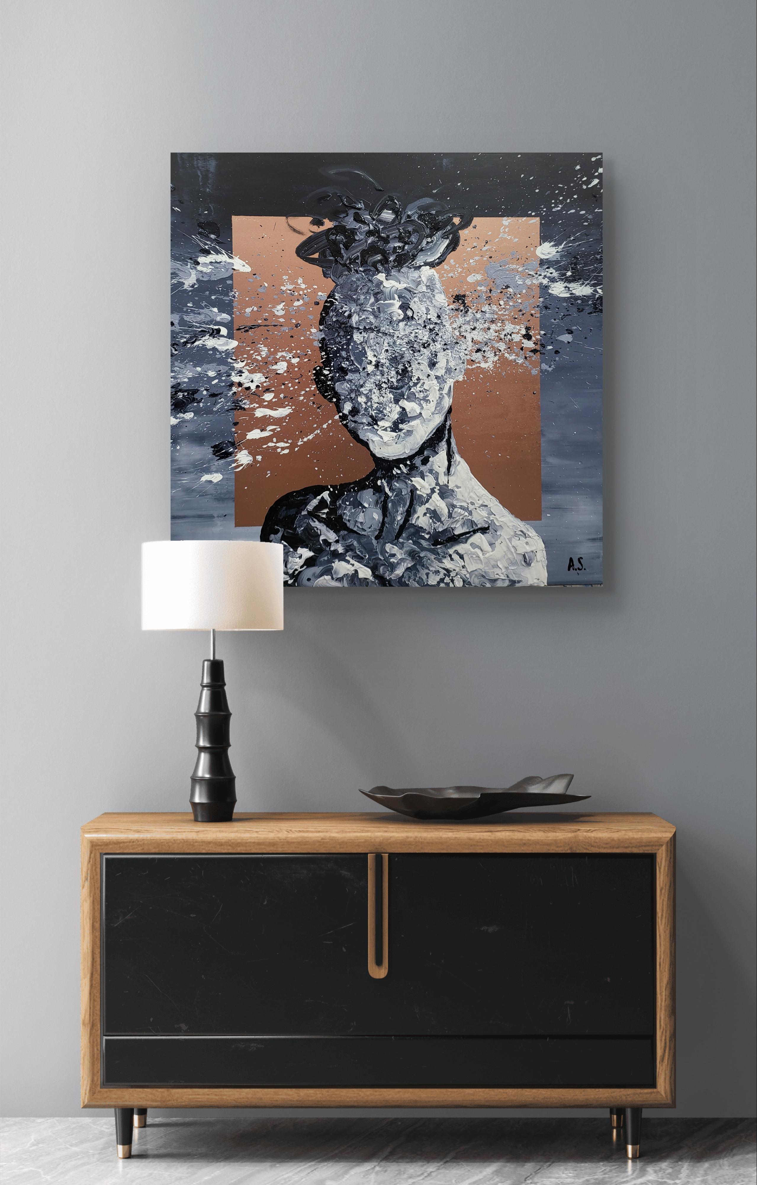 Persona YB2401 (Grau), Portrait Painting, von Alex Senchenko