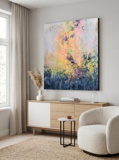 Sacred Light - Impasto Colorful Astract Painting by Alex Senchenko - 120x100cm