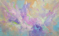Sakura Mist - Abstract Painting, Acrylic on Canvas, 120x200 cm, New