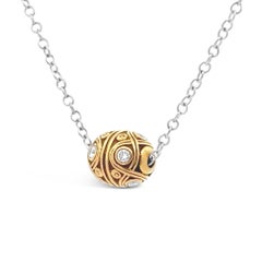 Alex Sepkus 0.16 Carat Round Cut Diamond Egg Pendant Necklace in Yellow Gold