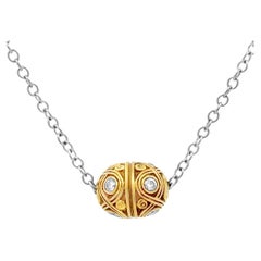 Alex Sepkus 0.16 Carat Round Cut Diamond Egg Pendant Necklace in Yellow Gold