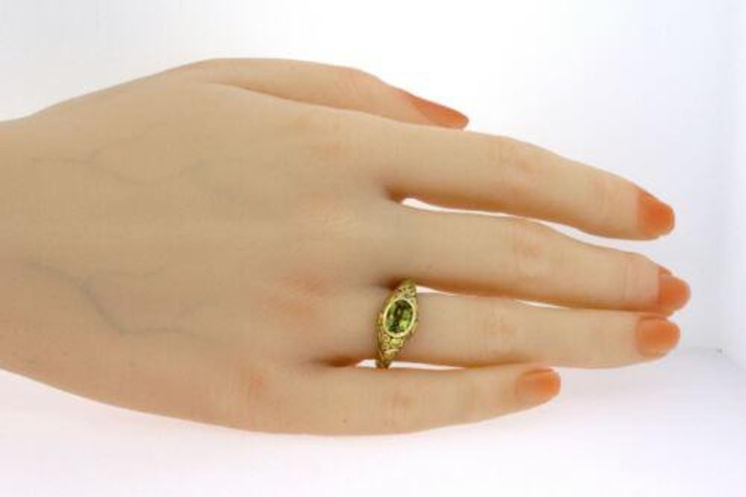 Alex Sepkus 1.54ct Oval Green Garnet Diamond Ring 18k Yellow Gold sz 5.5 en vente 1