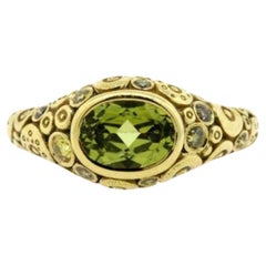 Alex Sepkus Anillo de diamantes granate verde ovalado 1,54 ct Oro amarillo 18k sz 5,5
