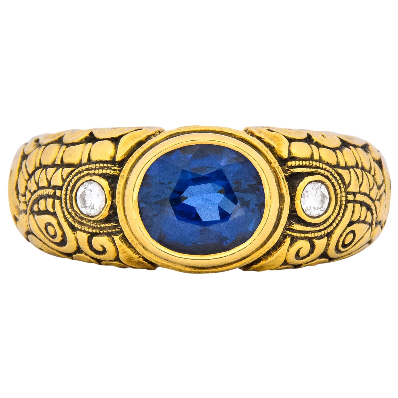 Alex Sepkus 1.58 Carat Sapphire Diamond 18 Karat Gold Dragon Ring