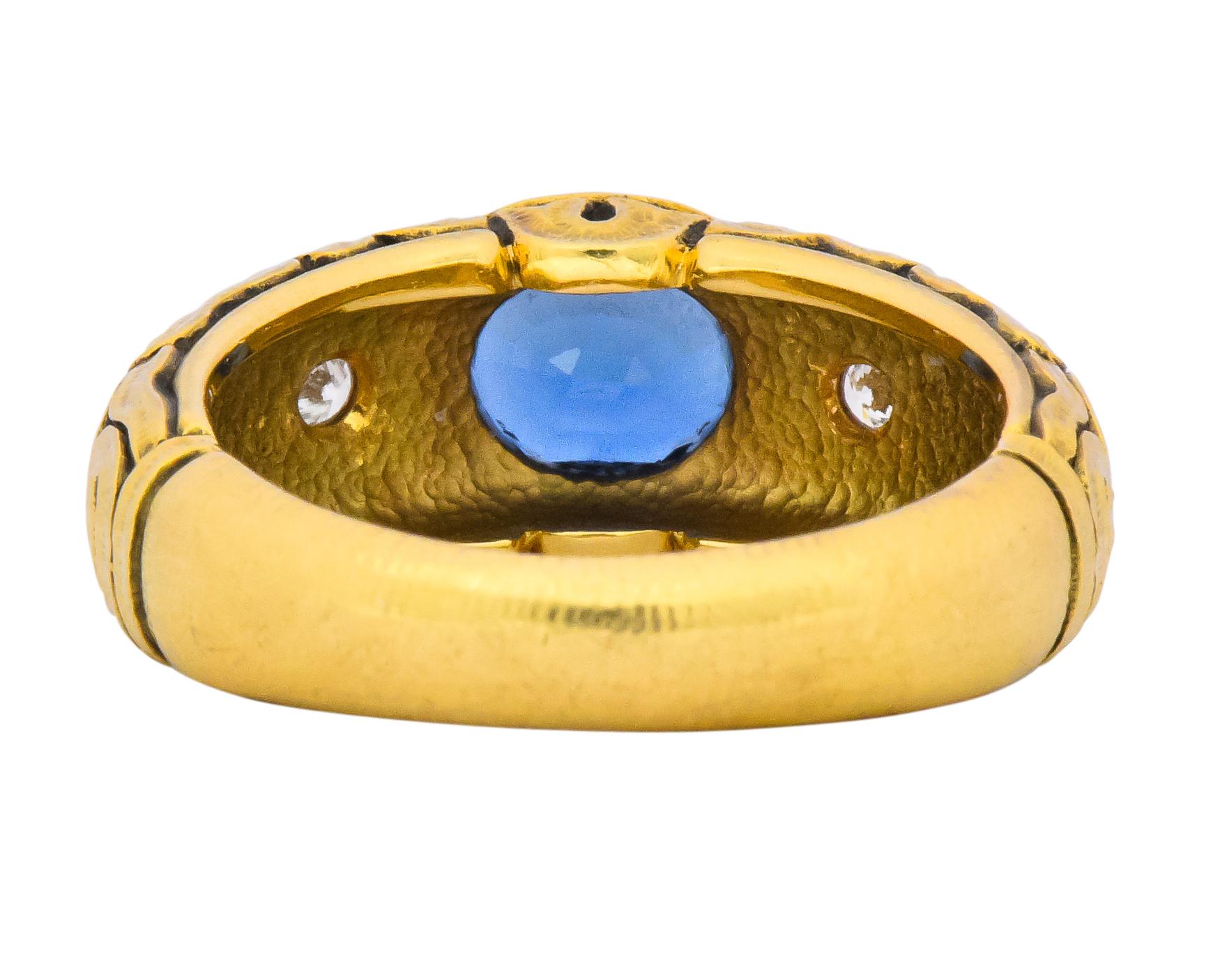 Oval Cut Alex Sepkus 1.58 Carat Sapphire Diamond 18 Karat Gold Dragon Ring