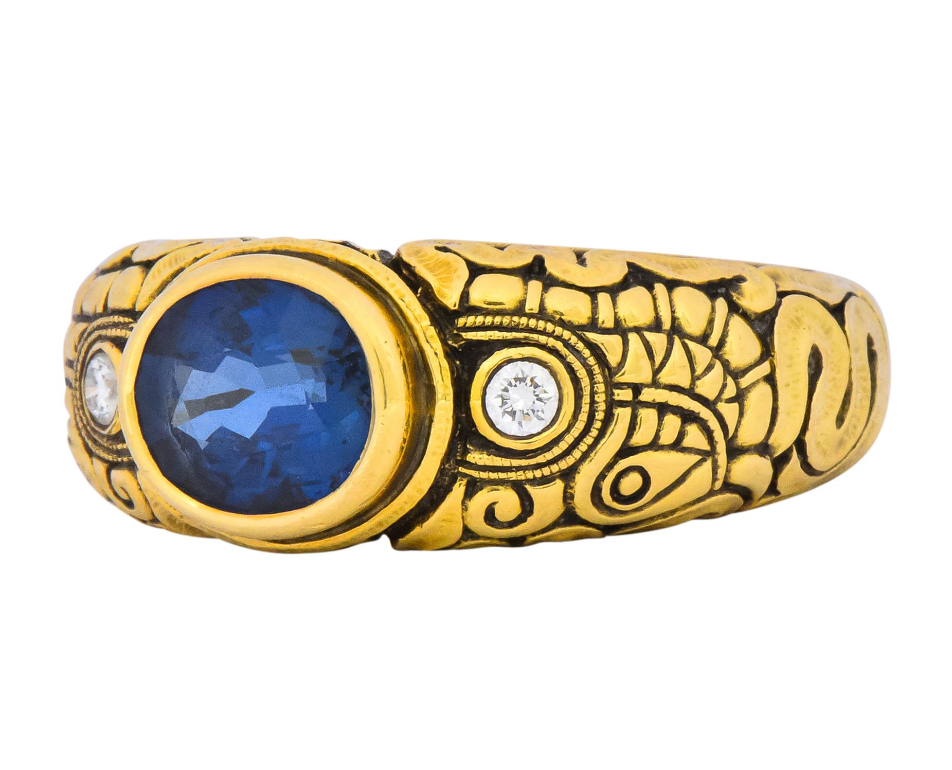 Women's or Men's Alex Sepkus 1.58 Carat Sapphire Diamond 18 Karat Gold Dragon Ring