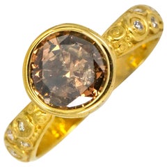 Alex Sepkus 1.74 Carat 18 Karat Gold Fancy Deep Brown Diamond Martini Ring