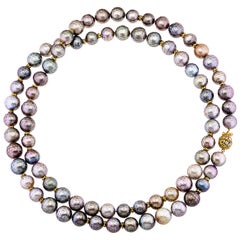 Alex Sepkus 18 Karat Gold and Diamond Open Oval Necklace with Tahitian Pearls