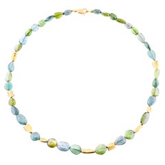 Alex Sepkus 18 Karat Yellow Gold Big Sleep Necklace with Tourmaline Beads