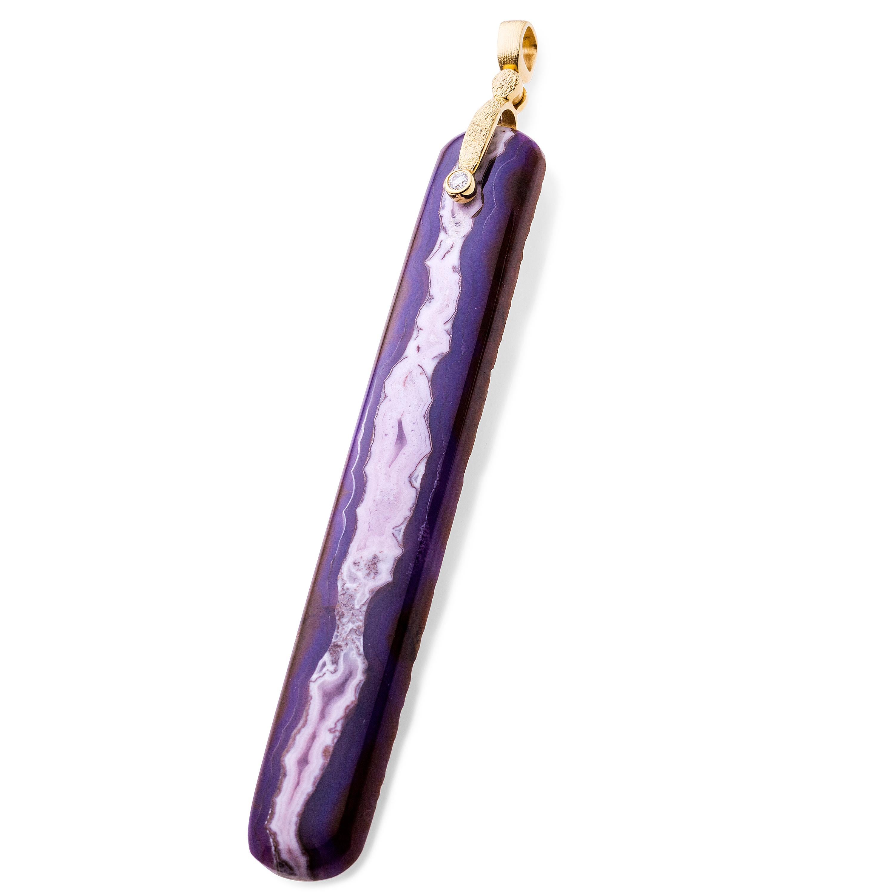 Contemporary Alex Sepkus 18k Yellow Gold Sticks and Stones Pendant with Purple Passion Agate For Sale