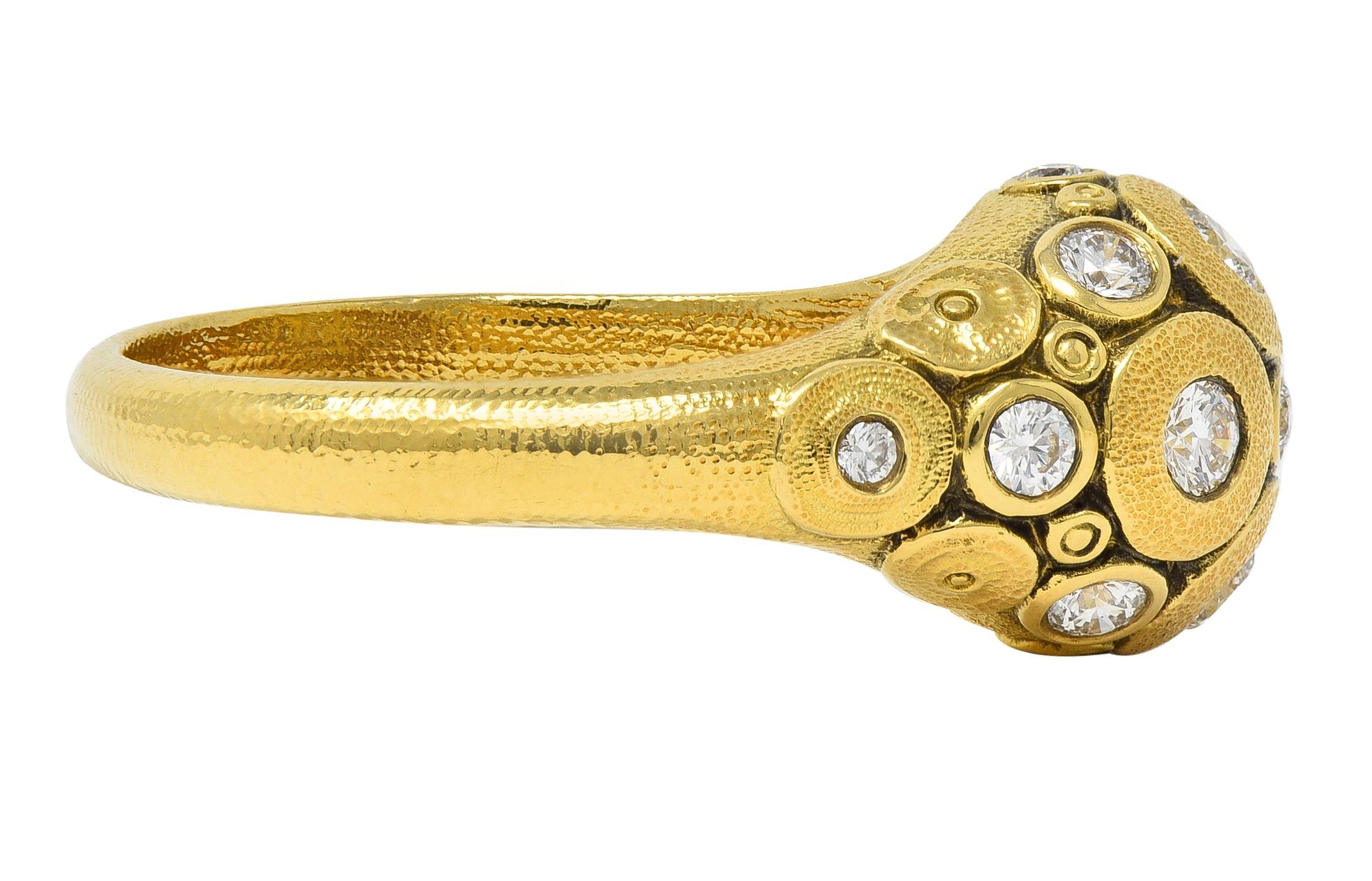 Contemporaneo Anello a cupola con diamanti in oro giallo 18 carati Alex Sepkus 2000 in vendita