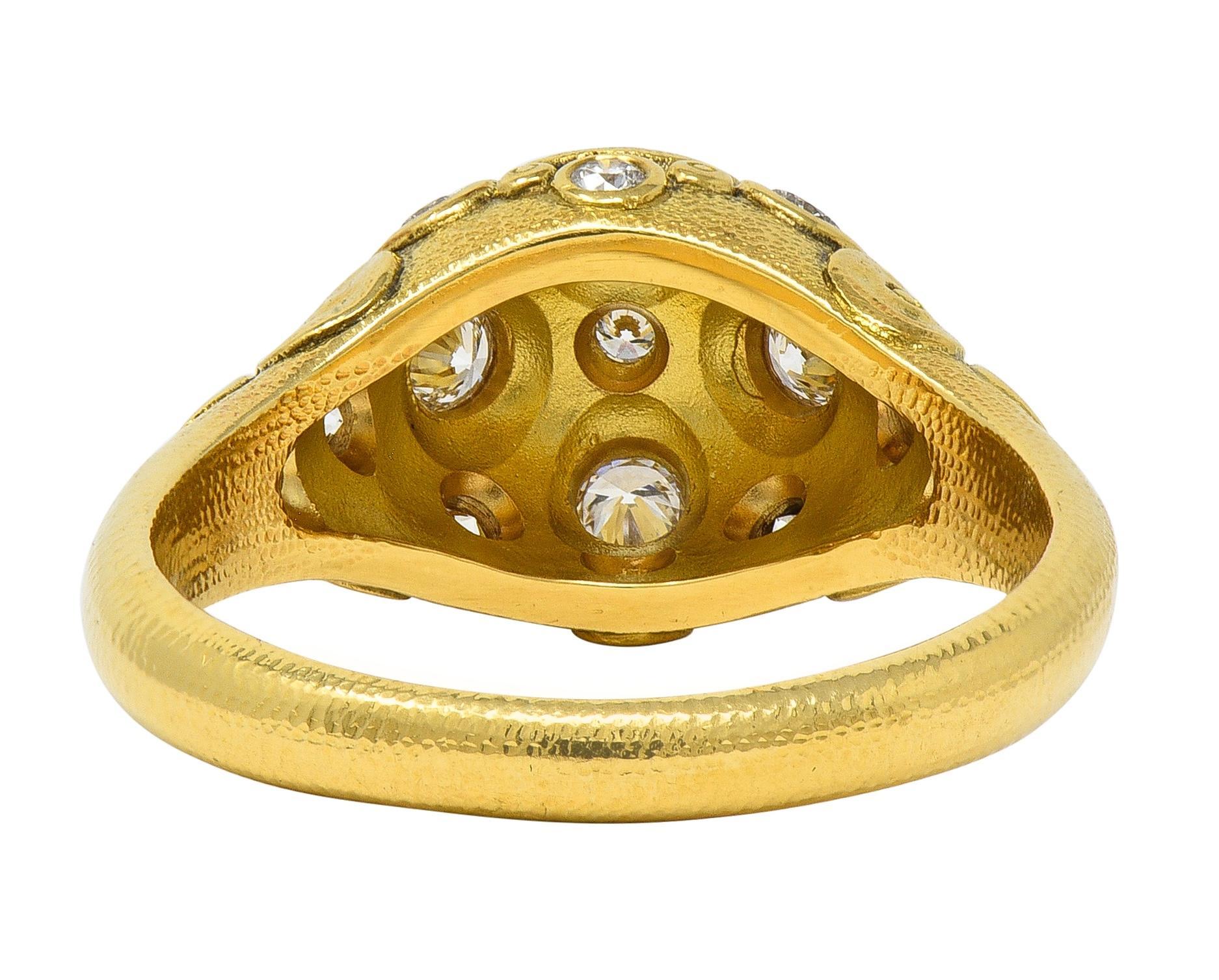 Taglio brillante Anello a cupola con diamanti in oro giallo 18 carati Alex Sepkus 2000 in vendita