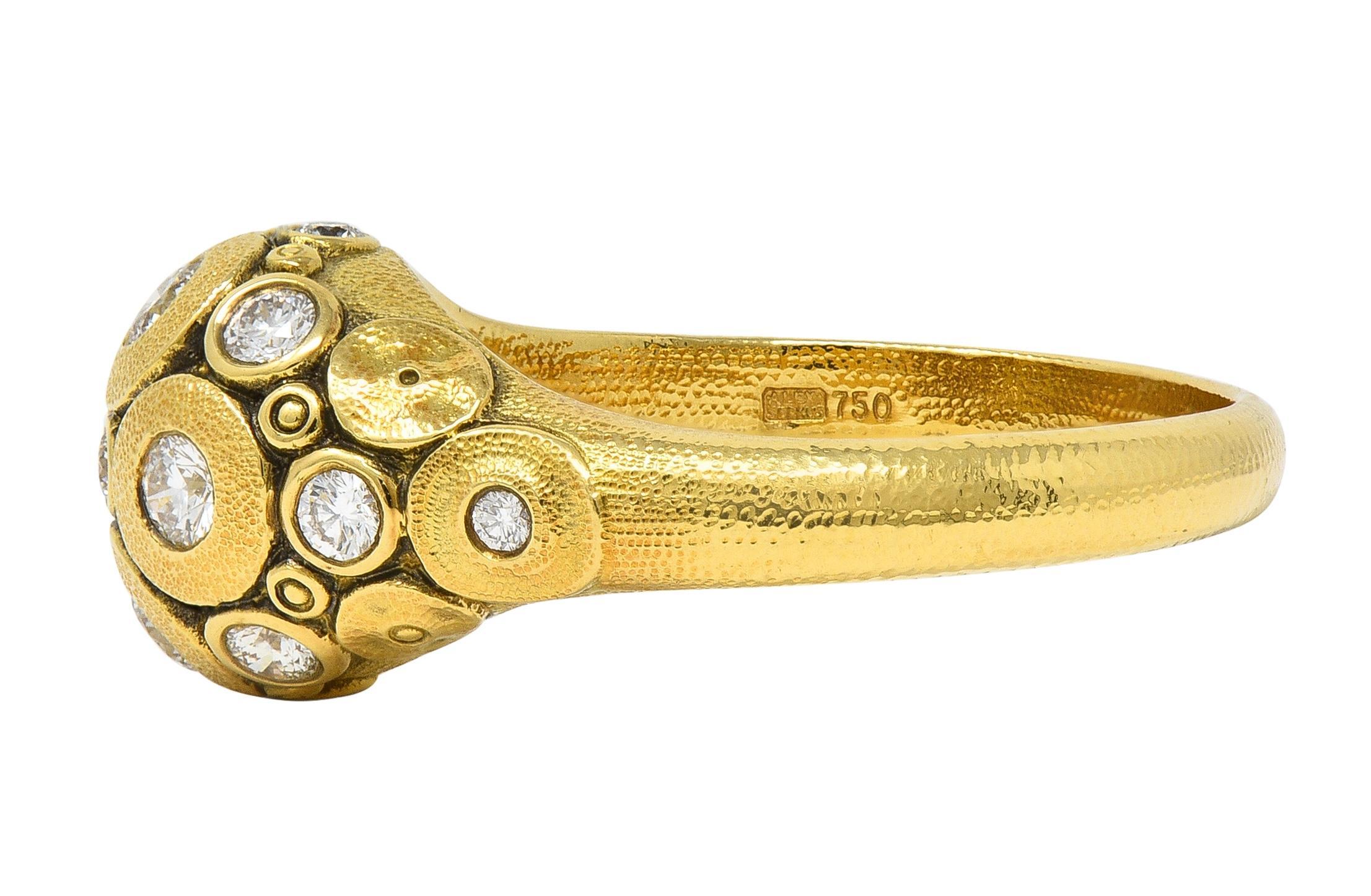 Anello a cupola con diamanti in oro giallo 18 carati Alex Sepkus 2000 In condizioni ottime in vendita a Philadelphia, PA