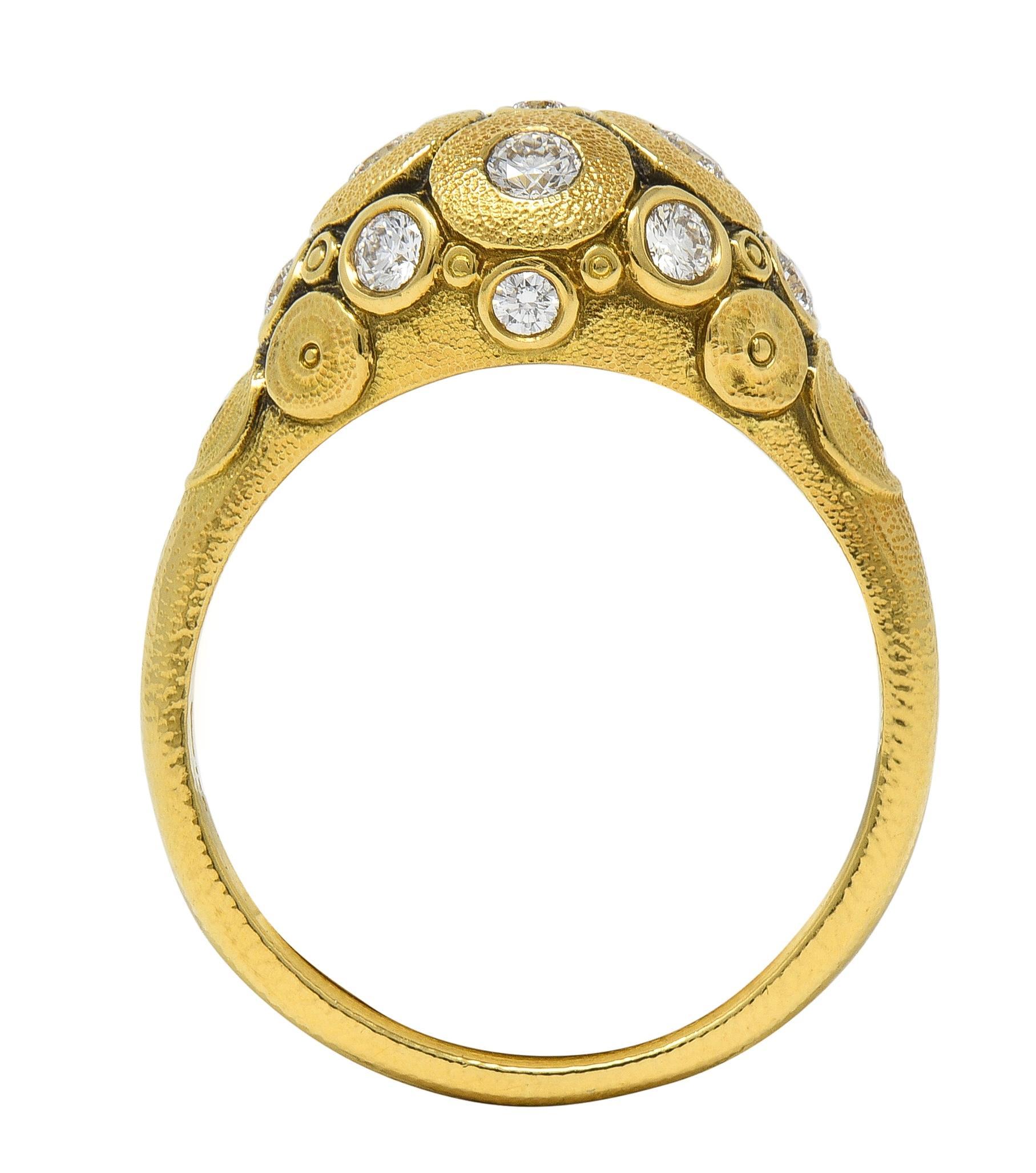 Anello a cupola con diamanti in oro giallo 18 carati Alex Sepkus 2000 in vendita 1