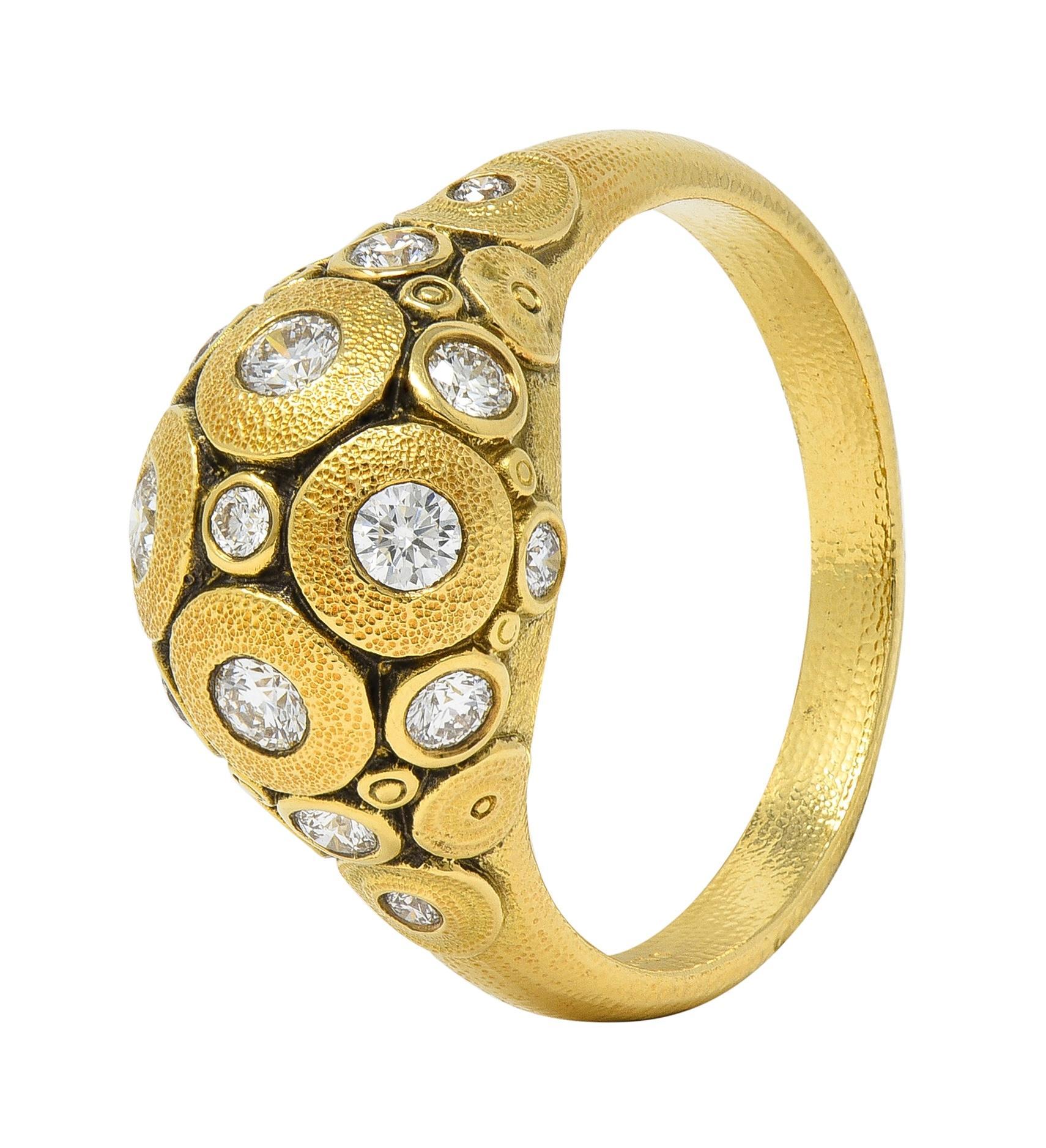 Anello a cupola con diamanti in oro giallo 18 carati Alex Sepkus 2000 in vendita 2