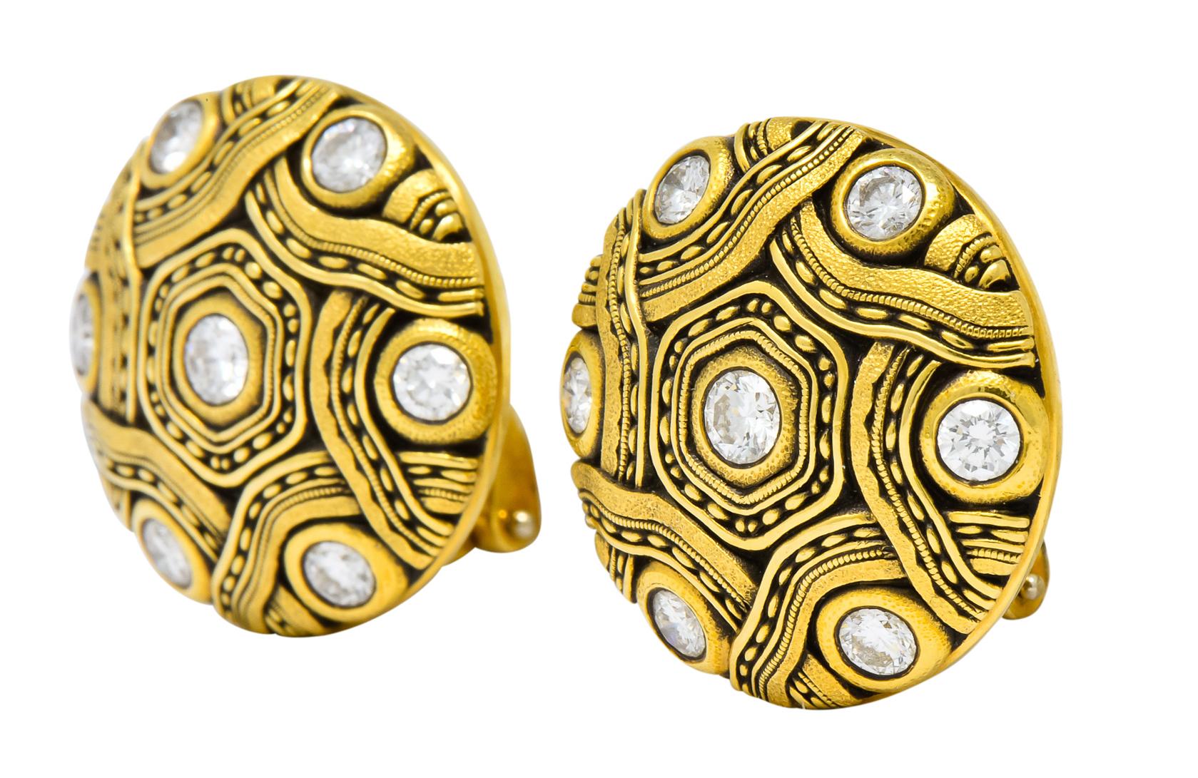 Modern Alex Sepkus 2005 1.50 Carat Diamond 18 Karat Gold Disk Earrings