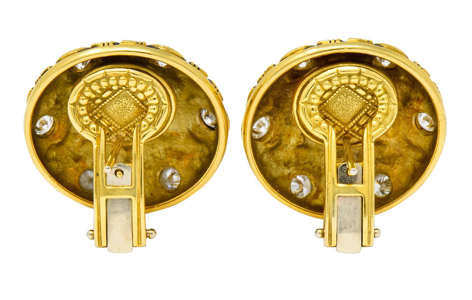 Alex Sepkus 2005 1.50 Carat Diamond 18 Karat Gold Disk Earrings 1