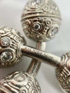 "Ball" Cufflinks in Platinum with Diamonds by Alex Sepkus