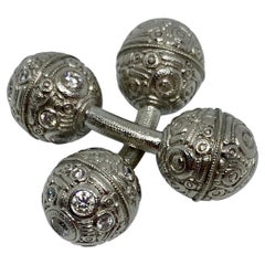 "Ball" Cufflinks in Platinum with Diamonds by Alex Sepkus