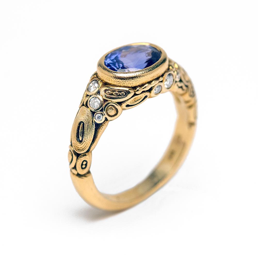 Contemporary Alex Sepkus Blue Sapphire and Diamond 18K Gold Cocktail Ring 1.99 Carat For Sale