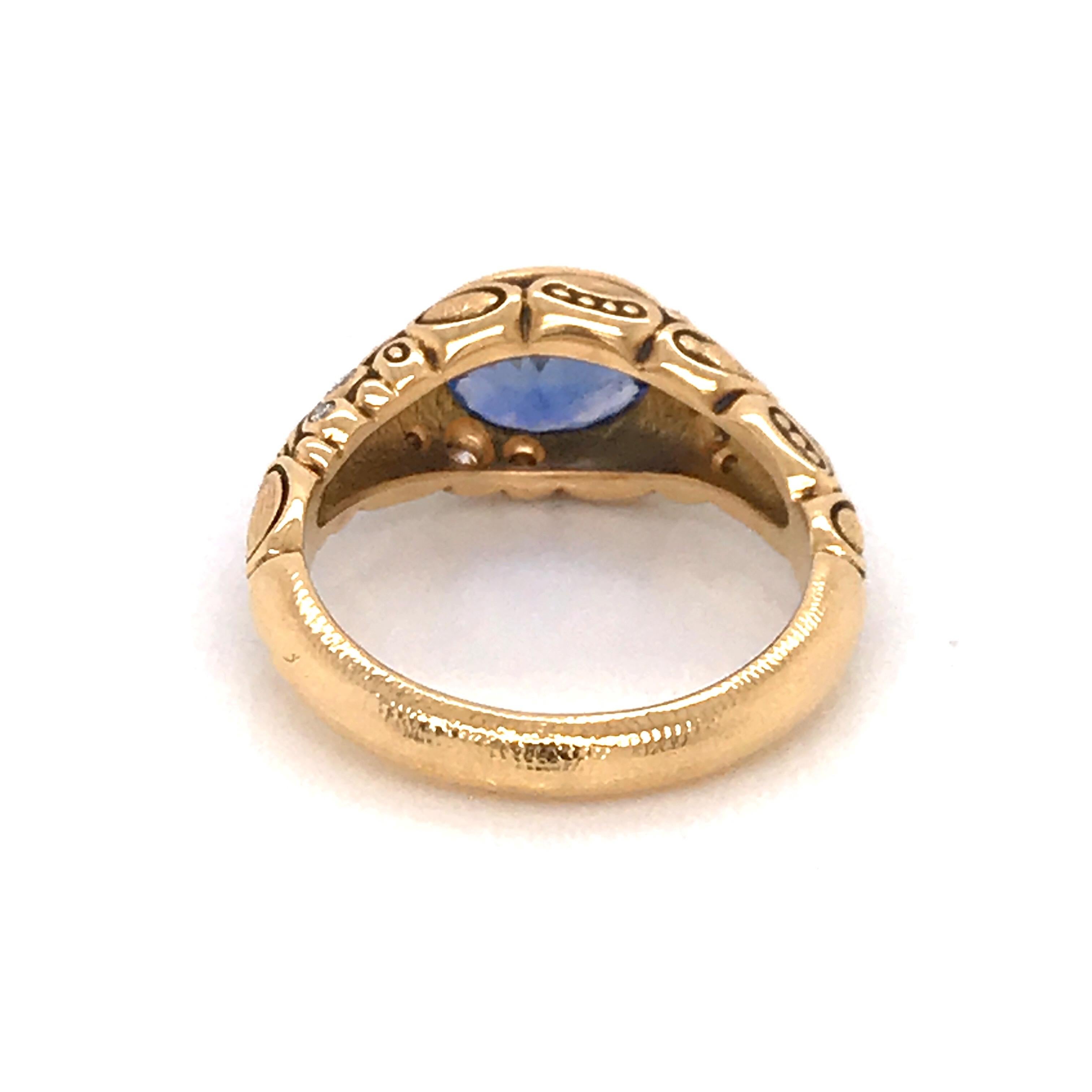 Alex Sepkus Blue Sapphire and Diamond 18 Karat Gold Cocktail Ring 1.75 Carat 2