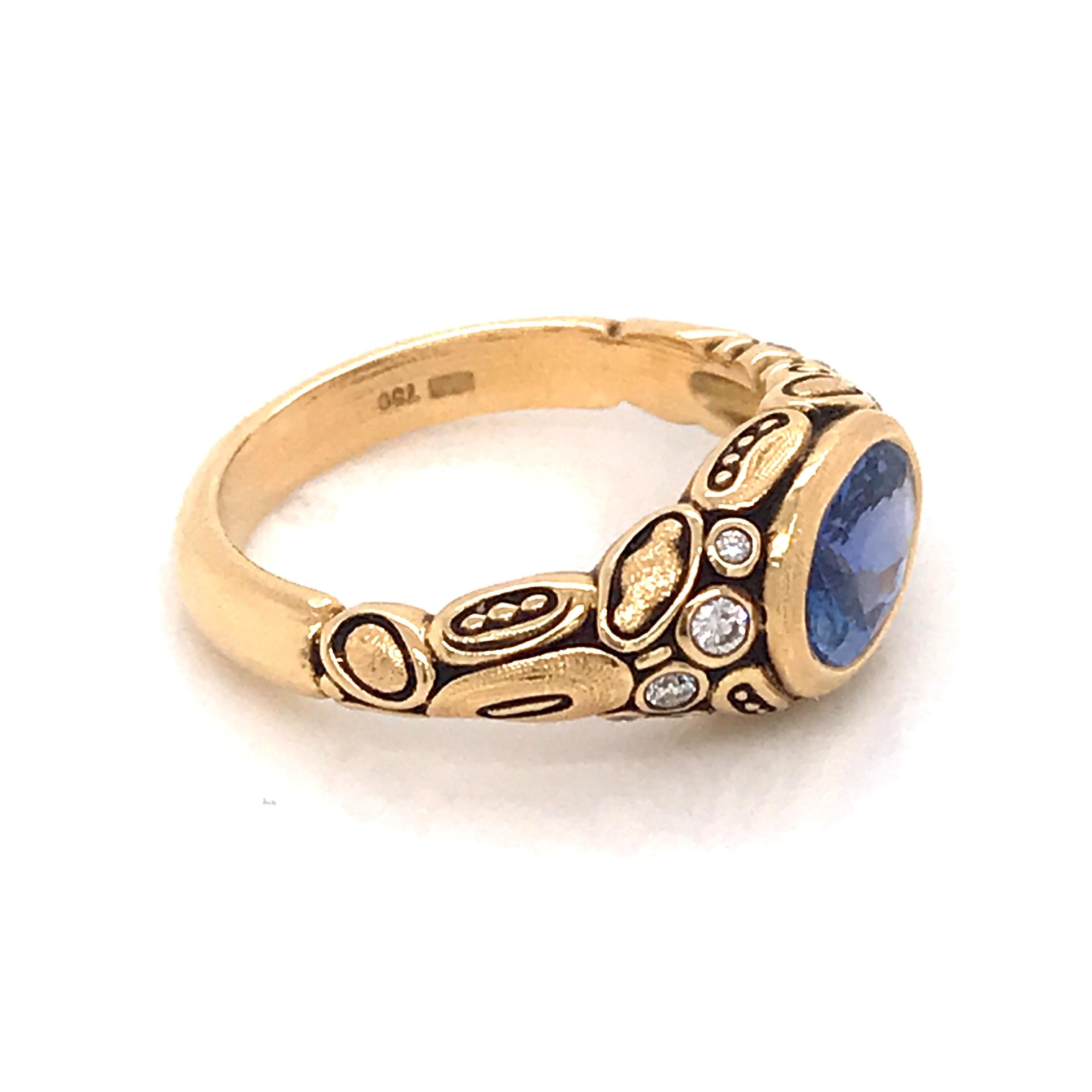 Alex Sepkus Blue Sapphire and Diamond 18 Karat Gold Cocktail Ring 1.75 Carat 3