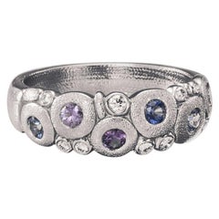 Used Alex Sepkus "Candy" Dome Ring with Blue and Purple Sapphires in Platinum