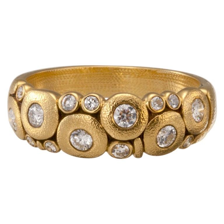 Alex Sepkus "Candy" Dome Ring with Brilliant White Diamonds in 18 Karat Gold
