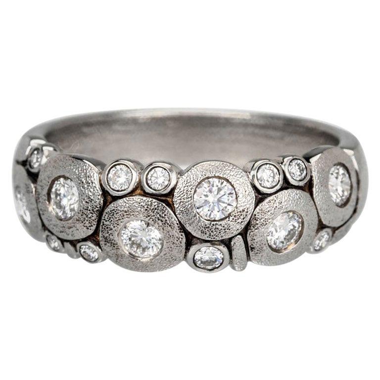 For Sale:  Alex Sepkus "Candy" Dome Ring with Brilliant White Diamonds in Antiqued Platinum