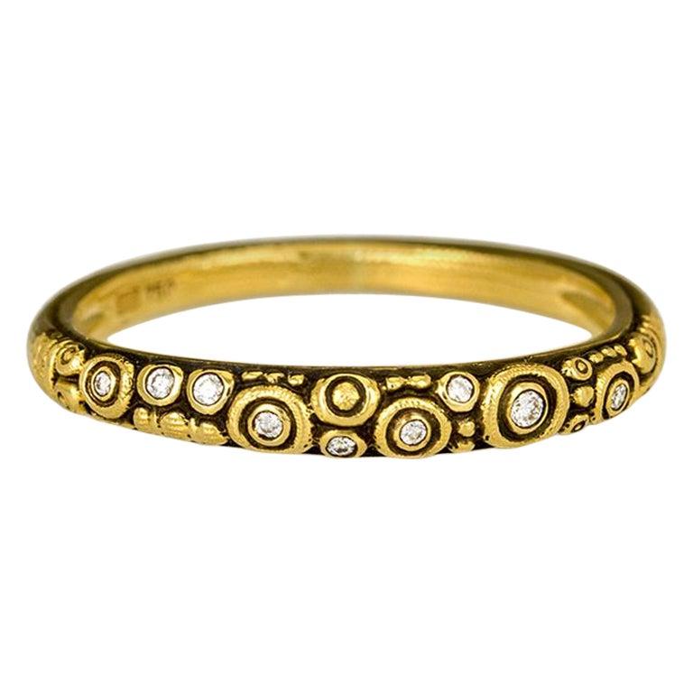 En vente :  Alex Sepkus, bague à anneau Circle Dome avec diamants blancs en or jaune 18 carats 2