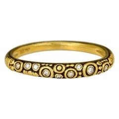 Alex Sepkus "Circle Dome" Band Ring with White Diamonds in 18 Karat Yellow Gold