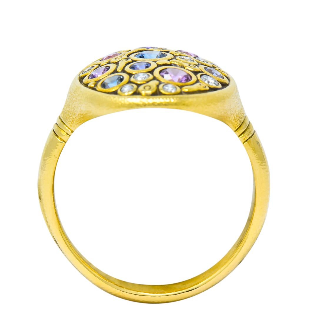 Alex Sepkus Contemporary 1.80 Carat Diamond Multi-Sapphire 18 Karat Gold Ring 1