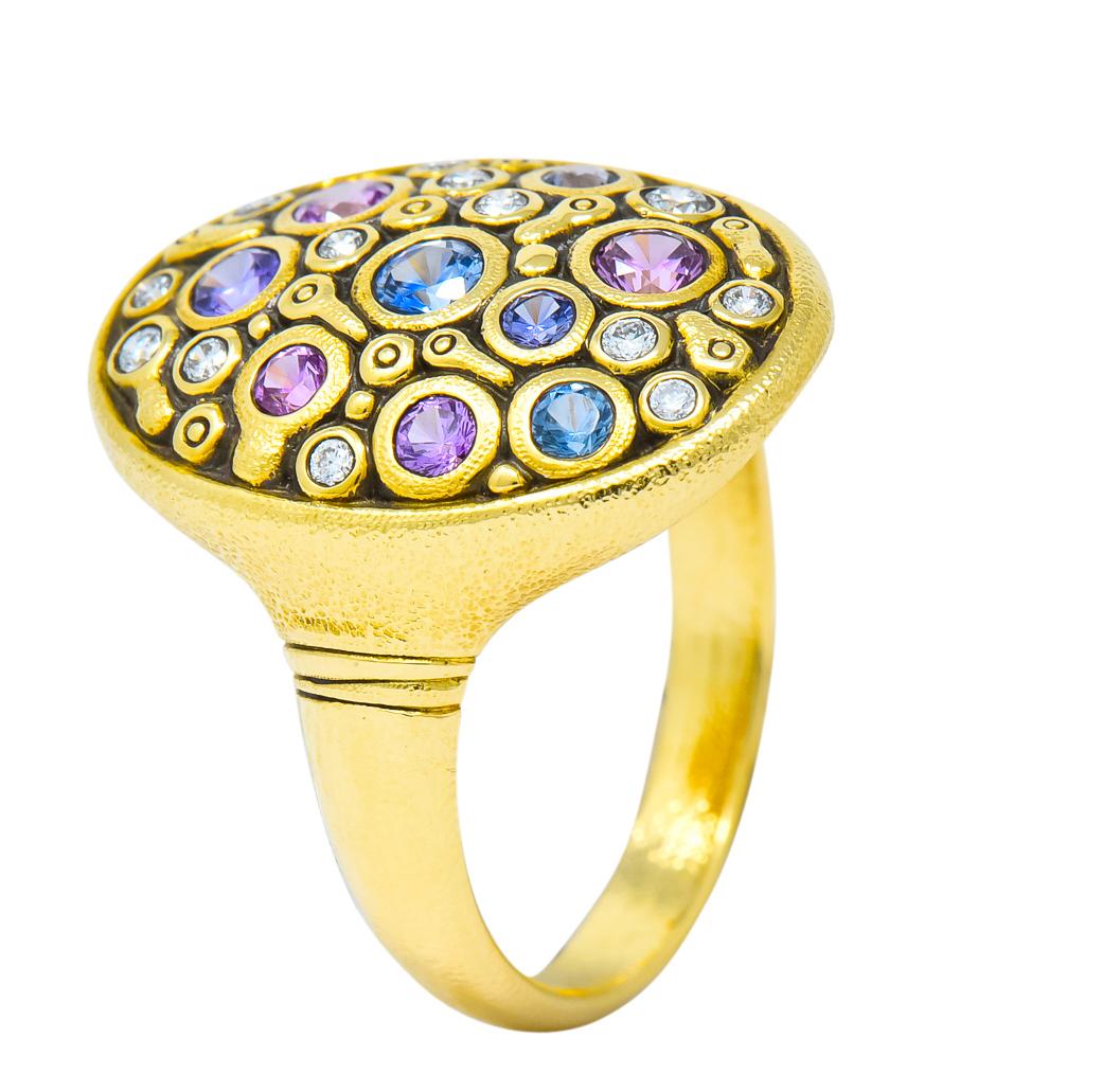 Alex Sepkus Contemporary 1.80 Carat Diamond Multi-Sapphire 18 Karat Gold Ring 2