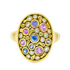 Alex Sepkus Contemporary 1.80 Carat Diamond Multi-Sapphire 18 Karat Gold Ring