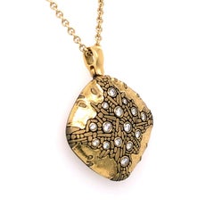 Alex Sepkus "Cushion" Pendant Necklace with White Diamonds in Gold