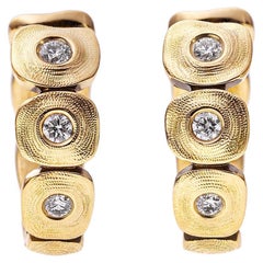 Alex Sepkus 'Dancing Squares' Diamond Huggies 18K Yellow Gold