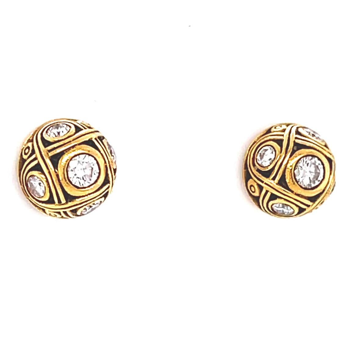 Alex Sepkus Diamond 18 Karat Gold Stud Earrings In Excellent Condition In Beverly Hills, CA