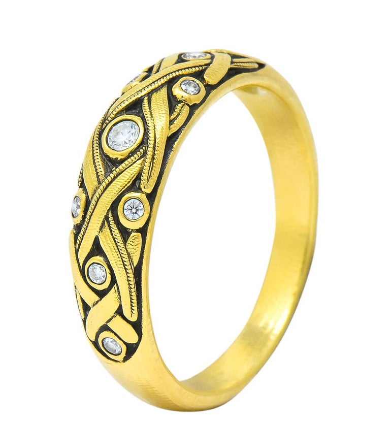 Alex Sepkus Diamond 18 Karat Yellow Gold Band Stackable Ring For Sale ...